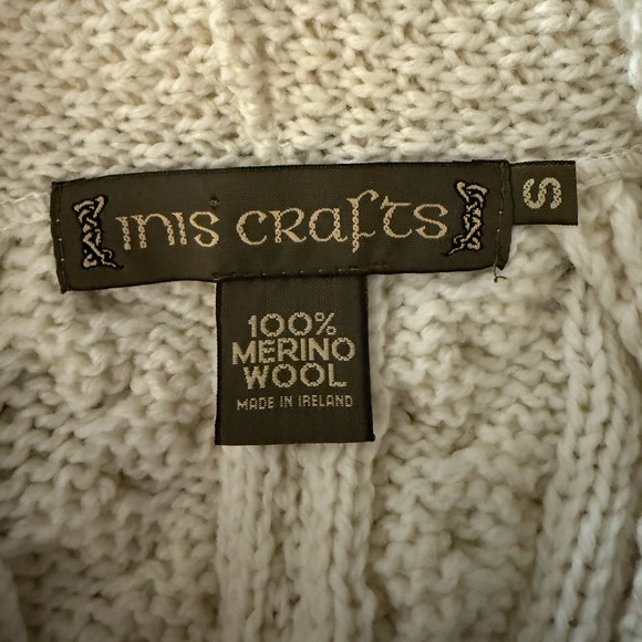 Traditional Inis Crafts Ireland 100% Merino Wool Cable Knit Cardigan - Size S - Picture 2 of 5